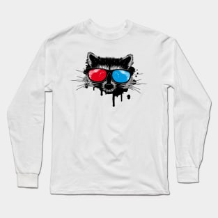 Raccoon with 3D glasses Long Sleeve T-Shirt